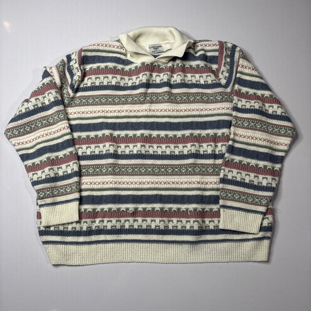 Vintage Alfred Dunner Sweater Mens 2XL Collared Knit Grandma Style Cottagecore